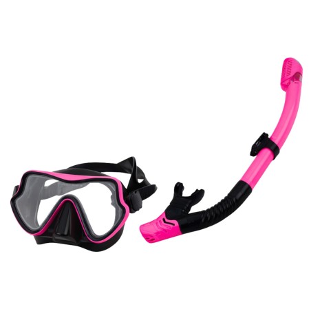 Snorgeldamiskomplekt, uimed, sukeldumisprillid ja snorkel, must ja roosa, S/M 37–41