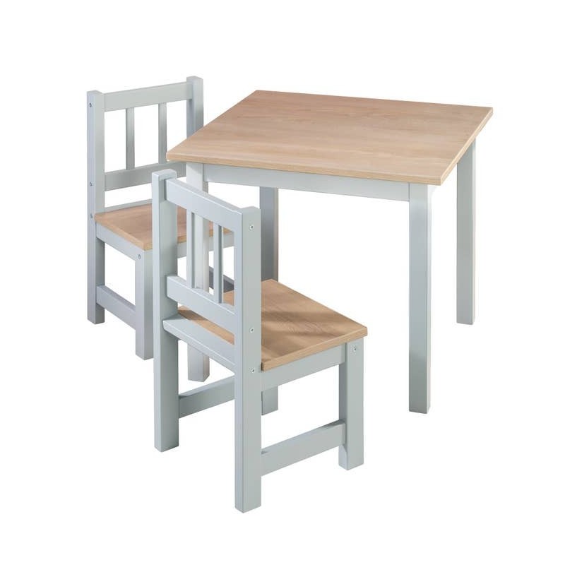 Laste laud ja toolid komplekt "Woody" - 2 tooli ja 1 laud - hallikaspruun värvi - puidudekoor