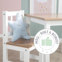Laste laud ja toolid komplekt "Woody" - 2 tooli ja 1 laud - valget värvi - puidudekoor
