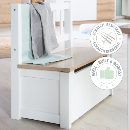 Laste panipaik pink 'Woody' - mänguasjakast naturaalsest/valgest puidust - kaanepiduriga