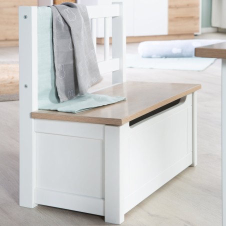 Laste panipaik pink 'Woody' - mänguasjakast naturaalsest/valgest puidust - kaanepiduriga