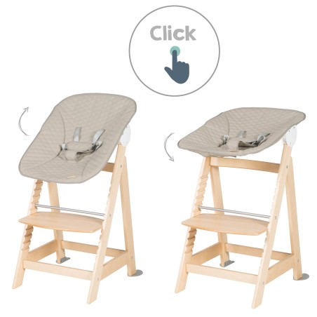 Söögitool "Born Up" 2in1 komplekt "hallikas tepitud" värvi, söögitool lamamisfunktsiooniga