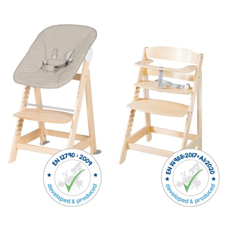 Söögitool "Born Up" 2in1 komplekt "hallikas tepitud" värvi, söögitool lamamisfunktsiooniga