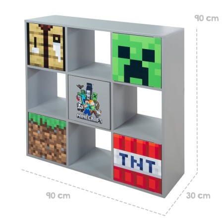 Laste riiul Minecraft 4 sektsiooni ja 5 uksega - Vajutusega avatav süsteem - Hall