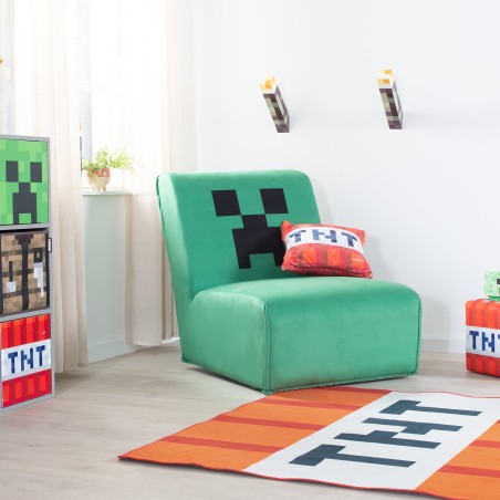 Polsterdatud Pöörlev Tugitool Minecraft – Creeper Disain – Roheline / Must
