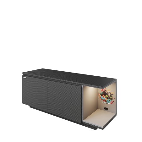 Madal kapp Minecraft kahe uksega, kaablikorraldusega - avatud konsoolriiuliga - must