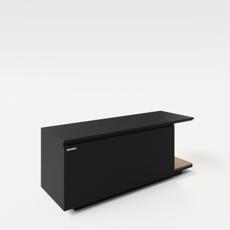 Madal kapp Minecraft kahe uksega, kaablikorraldusega - avatud konsoolriiuliga - must