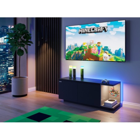 Madal kapp Minecraft kahe uksega, kaablikorraldusega - avatud konsoolriiuliga - must