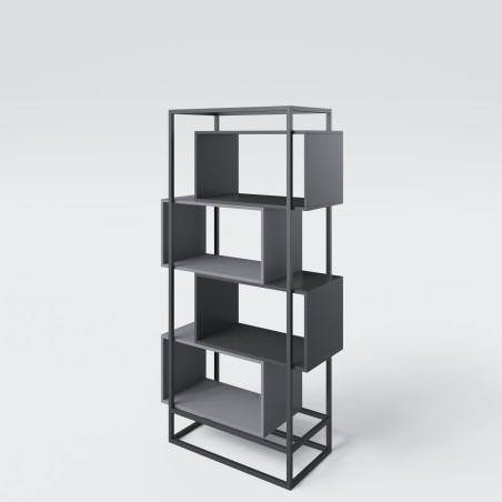 Raamaturiiul Minecraft 4 avatud sektsiooniga - metallraam - must