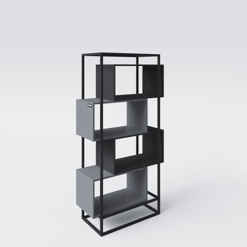 Raamaturiiul Minecraft 4 avatud sektsiooniga - metallraam - must