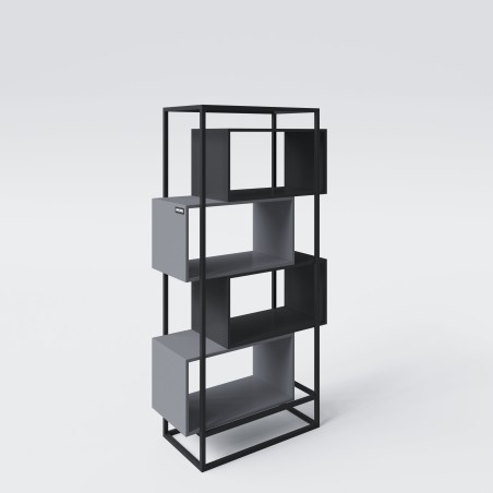 Raamaturiiul Minecraft 4 avatud sektsiooniga - metallraam - must