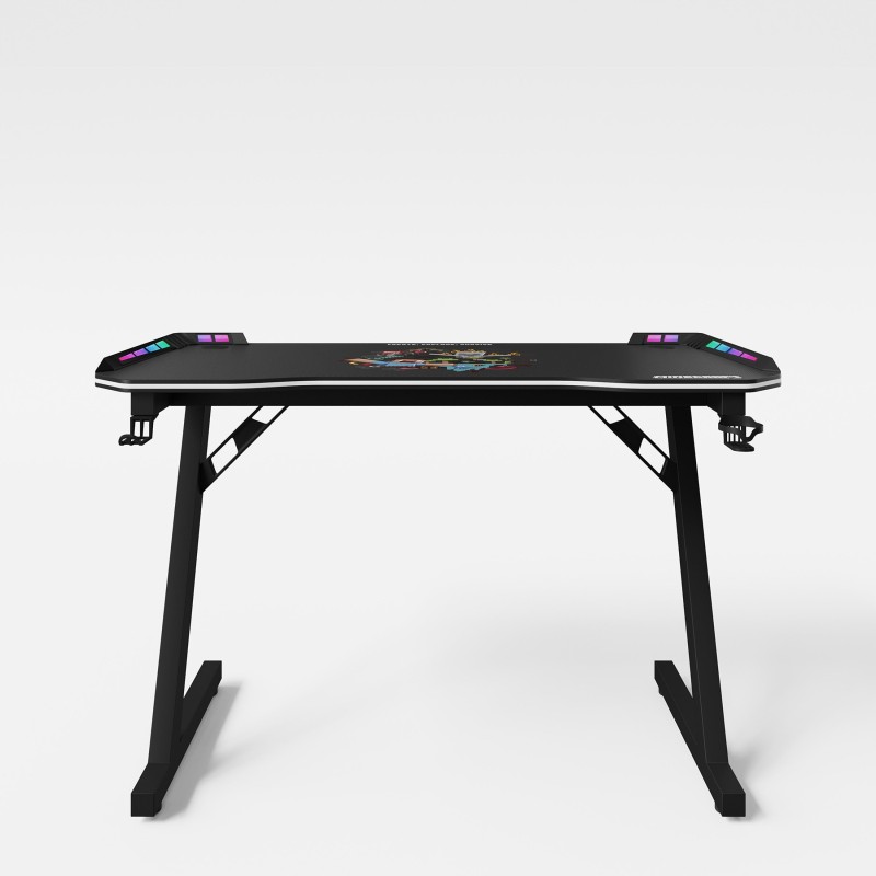 Mängurilaud LED-valgustusega Minecraft - topsi- ja kõrvaklappide hoidik - metallist Z-kujuline jalg