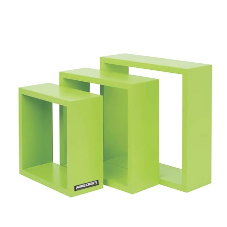 Seinariiulid Minecraft – 3-osaline komplekt – erineva suurusega kuubikud – heleroheline