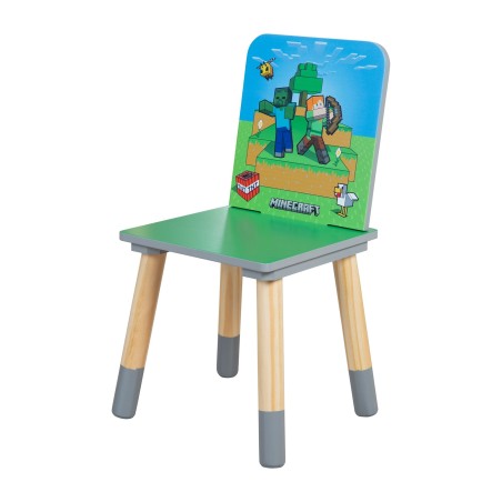 Laste laud ja toolid komplekt Minecraft – laud ja 2 puidust tooli – roheline / sinine