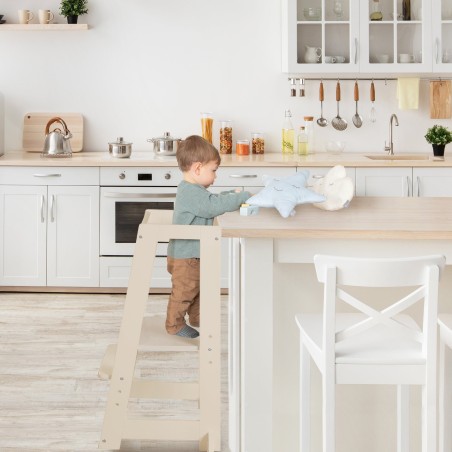 Montessori inspireeritud puidust õpitorn "Monti Step" - reguleeritava kõrgusega - kašmiir