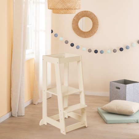 Montessori inspireeritud puidust õpitorn "Monti Step" - reguleeritava kõrgusega - kašmiir