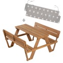 Laste õuemööbel "Outdoor+", 2 pingi ja 1 lauaga "Piknik 4-le", valmistatud täispuidust, ilmastikukindel