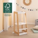 Puidust Õppetorn lastele – Kandevõime kuni 80 kg – Valge / Bambusest