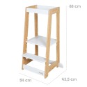 Puidust Õppetorn lastele – Kandevõime kuni 80 kg – Valge / Bambusest
