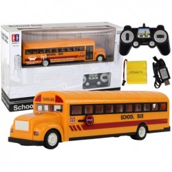 Kollane kaugjuhitav avatavate ustega R/C koolibuss