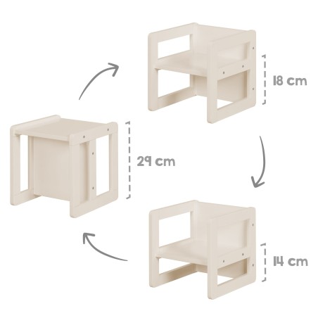 Laste laud ja tool 3in1 - Muudetav taburet ja laud - Ümberkujundatav lastepingiks - Kašmiir
