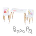 Laste laua ja toolide komplekt "Peppa" - 2 tooli + 1 laud - seeria motiiviga - valge / naturaalne puit