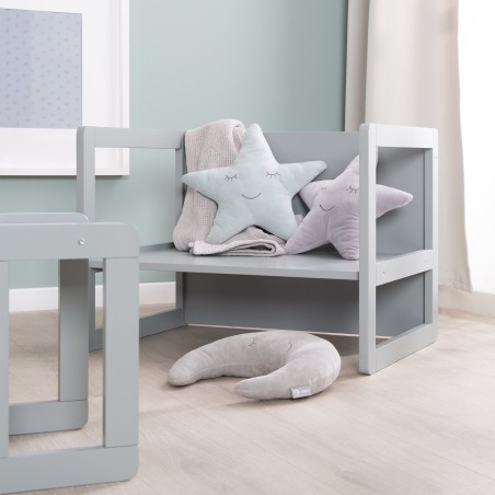 Laste laud ja tool 3in1 - Muudetav taburet ja laud - Ümberkujundatav lastepingiks - hall