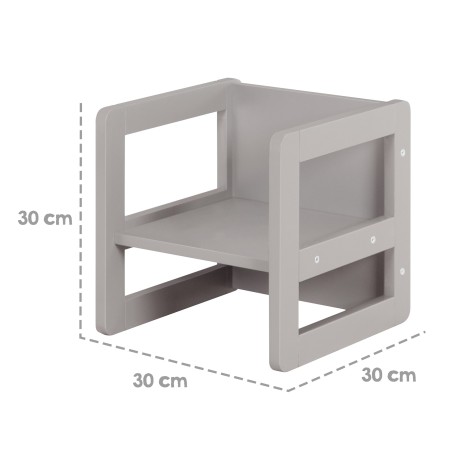 Laste laud ja tool 3in1 - Muudetav taburet ja laud - Ümberkujundatav lastepingiks - hall