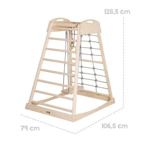 Siseruumide ronimistorn mänguväljak koos lisatarvikutega – naturaalne puit / hall