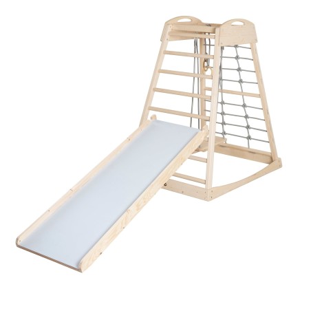 Siseruumide ronimistorn mänguväljak koos lisatarvikutega – naturaalne puit / hall