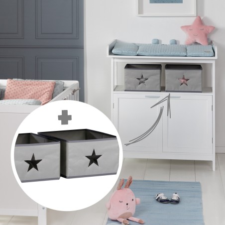 Kummut Hamburg mähkimislauaga, 2 ust, 2 kasti ja seinale kinnitatav, mähkimiskõrgus 92 cm