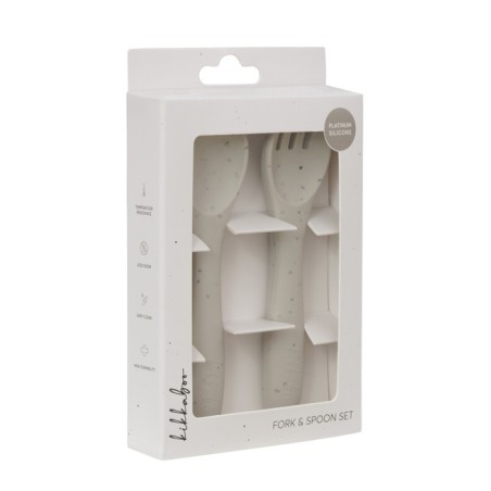 Laste kahvel ja lusikas komplekt, Platinum Silicone Sand