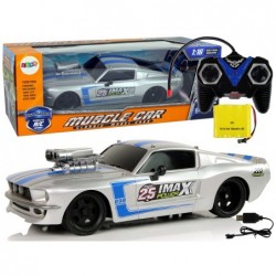 R/C sportauto 1:16 Silver Blue Stripes Pilot