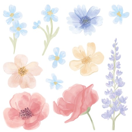 Seinakleebised spring garden set I