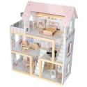 Puidust nukumaja + mööbel 78cm roosa LED