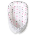Beebipesa kahepoolne Premium Cocoon väikelastele - tähed roosa-hall/hall
