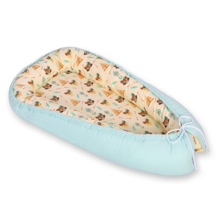 Beebipesa kahepoolne Premium Cocoon väikelastele - teepee kreem