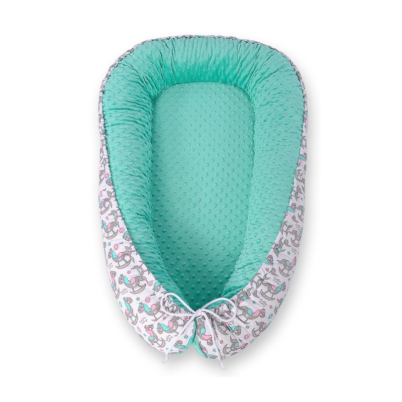 Beebipesa kahepoolne Premium Cocoon väikelastele minky-kiikhobused