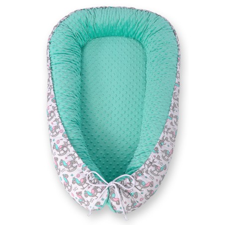 Beebipesa kahepoolne Premium Cocoon väikelastele minky-kiikhobused