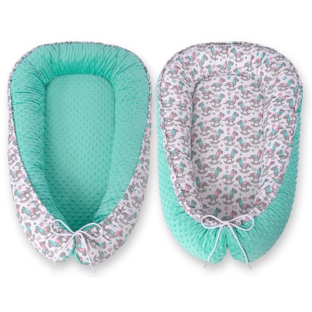 Beebipesa kahepoolne Premium Cocoon väikelastele minky-kiikhobused
