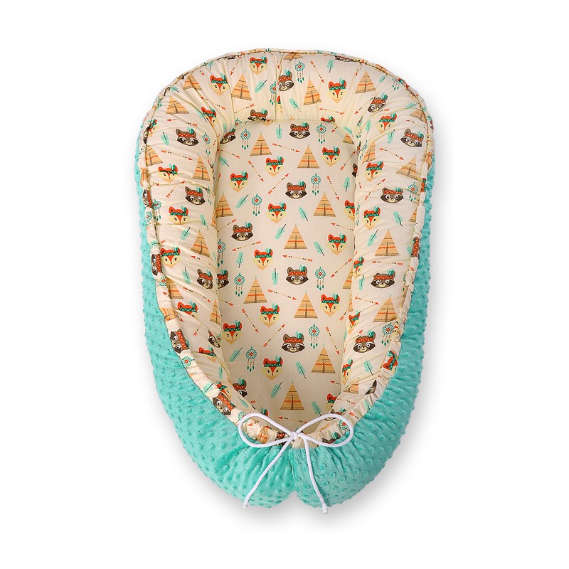 Beebipesa kahepoolne Premium Cocoon väikelastele minky-teepee