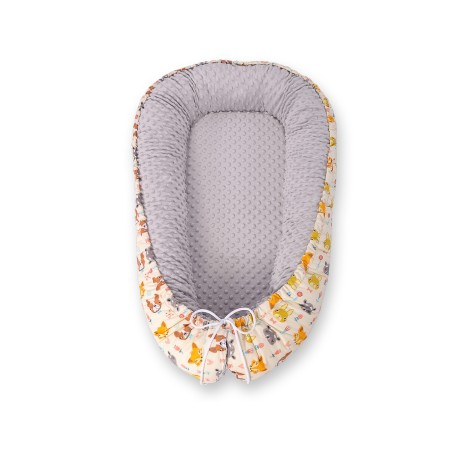 Beebipesa kahepoolne Premium Cocoon väikelastele minky-loomad