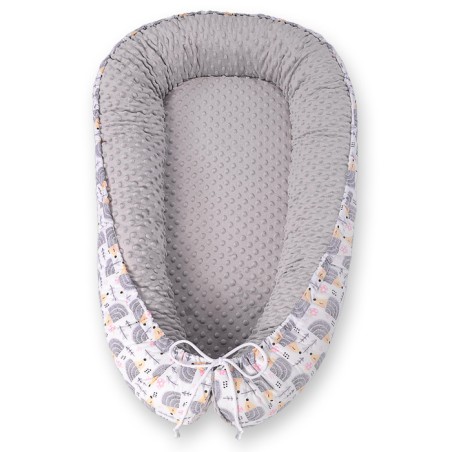 Beebipesa kahepoolne Premium Cocoon väikelastele minky- siil hall
