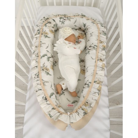 Beebipesa Premium Cocoon imikutele volangiga - Clematis beežil