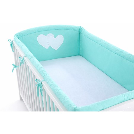 Võrevoodi voodipehmendus XXL - Hearts mint