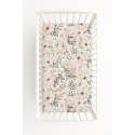 Kummiga voodilina puuvillast 120x60cm - seepia roosid