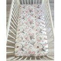 Kummiga voodilina puuvillast 120x60cm - seepia roosid
