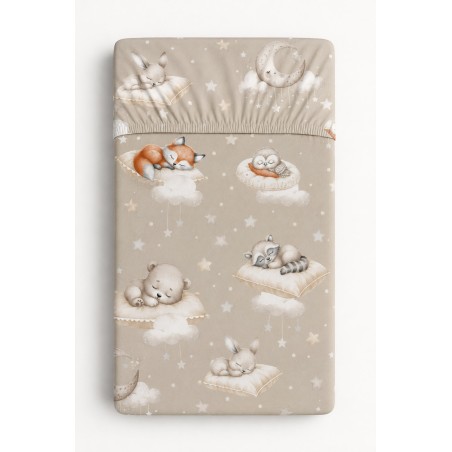 Kummiga voodilina puuvillast 120x60cm - Twinkle Woodland