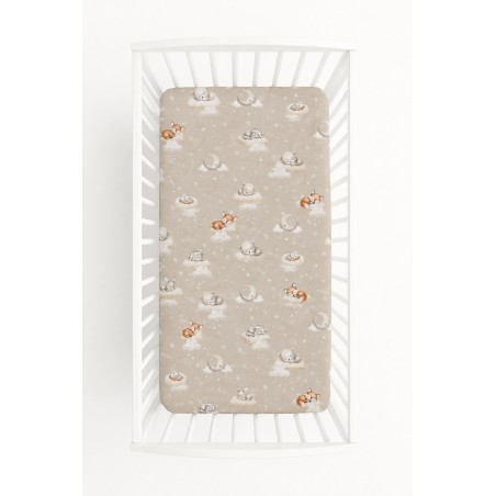 Kummiga voodilina puuvillast 120x60cm - Twinkle Woodland