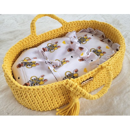 Nukkudele Moosese korv BOHO puuvill - kollane
